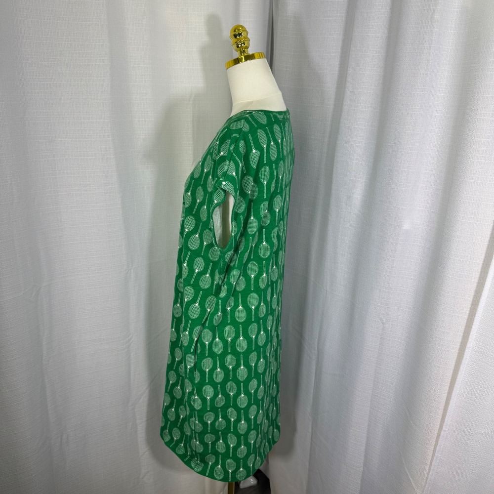 Boden Women Green Tennis Racket Print 100% Cotton Slub Shift Dress US 14 - Picture 6 of 14